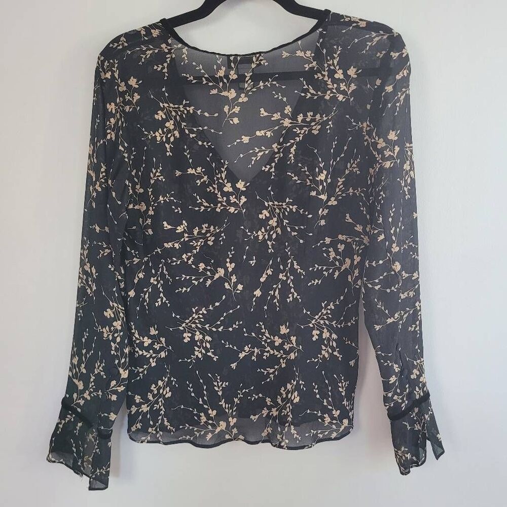 Vintage Y2K Banana Republic 100% silk‎ babydoll top dark floral whimsigoth goth - Picture 8 of 13